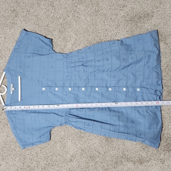 Madewell 2023 Button-Front V-Neck Mini Dress in Tranquil Lake Size XS - Picture 10 of 12